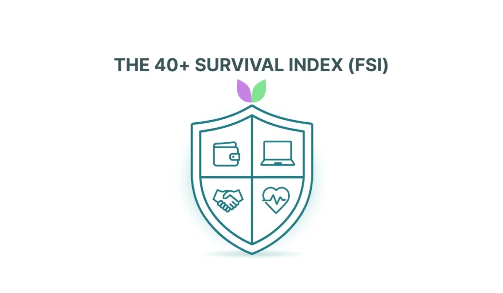 40+ Survival Index (FSI): Self-Audit Your Mid-Career Resilience with Cash, Skills, Network & Health