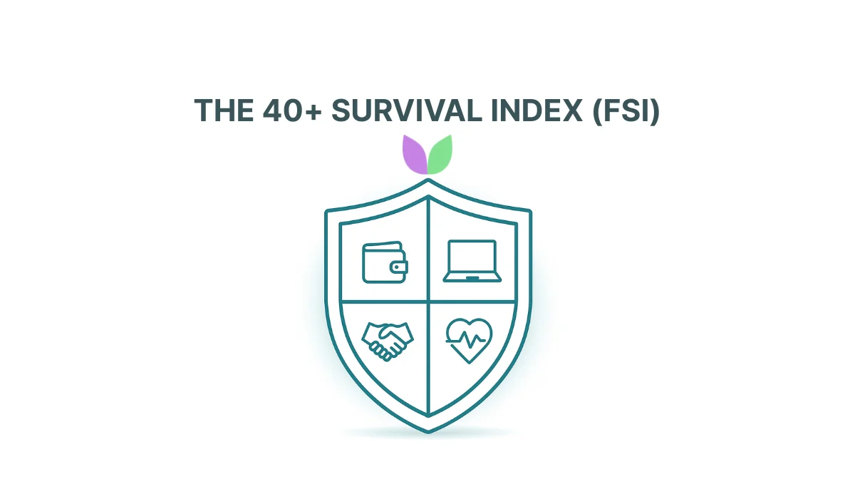 40+ Survival Index (FSI): Self-Audit Your Mid-Career Resilience with Cash, Skills, Network & Health