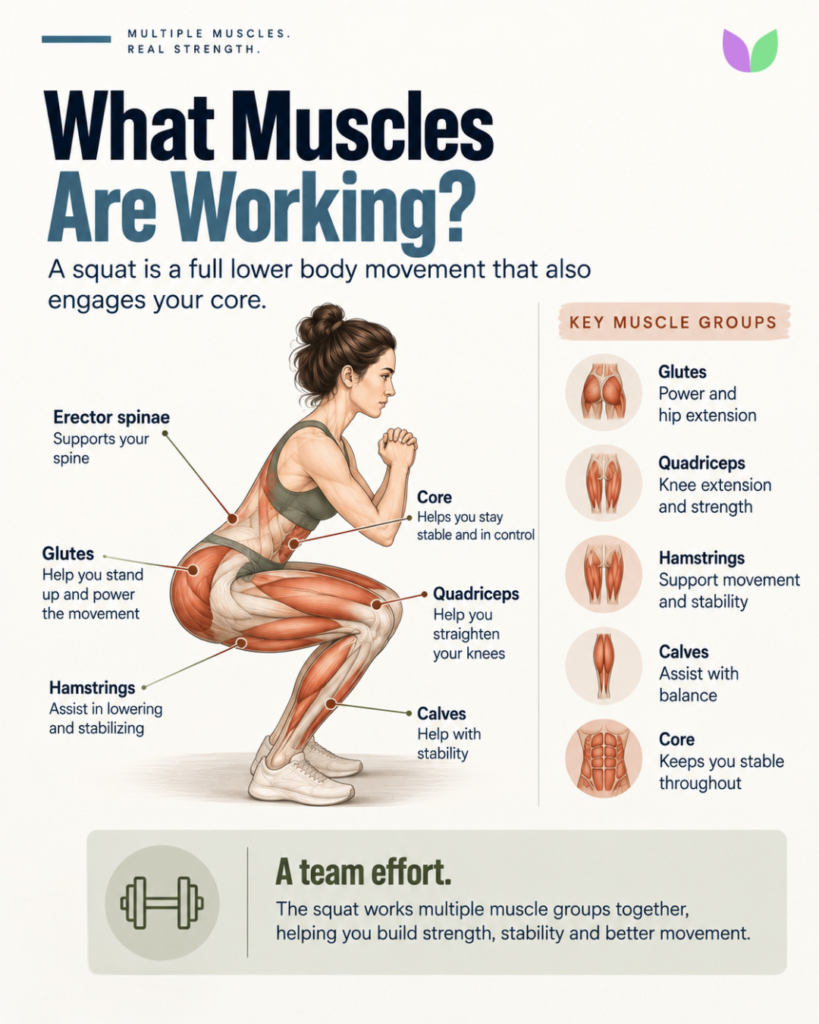 What muscles are working during squat?